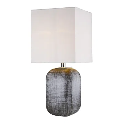Homezia 25" Gray Ceramic Table Lamp With White Square Shade