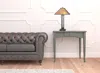 Homezia 25" Gray Metal Two Light Cylinder Table Lamp With Amber Square Shade