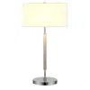 Homezia 25" Gray Metal Two Light Table Lamp With White Drum Shade