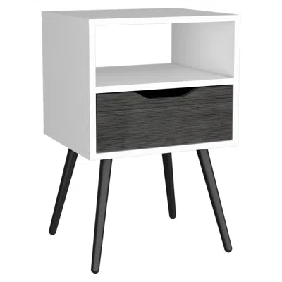 Homezia 25" Gray One Drawer Faux Wood Nightstand