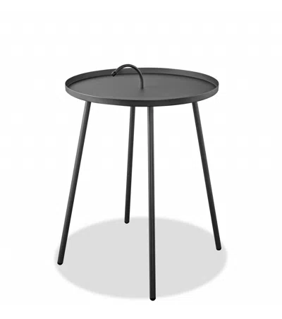 Homezia 25" Gray Stainless Steel Round End Table
