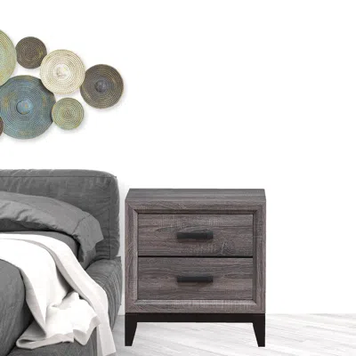 Homezia 25" Gray Two Drawer Nightstand