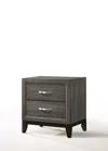 Homezia 25" Gray Two Drawers Nightstand