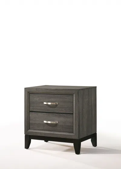 Homezia 25" Gray Two Drawers Nightstand