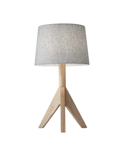 Homezia 25" Natural Solid Wood Tripod Table Lamp With Gray Empire Shade In Multi