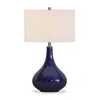 Homezia 25" Navy Blue Glass Table Lamp With White Drum Shade