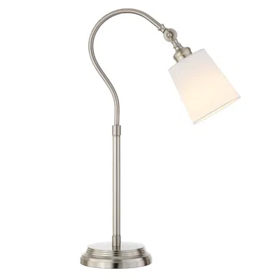 Homezia 25" Nickel Metal Arched Table Lamp With White Drum Shade In Metallic