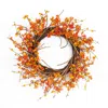Homezia 25" Orange Red Artificial Fall Twig Wreath