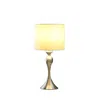 Homezia 25" Silver Metal Table Lamp With Off White Drum Shade