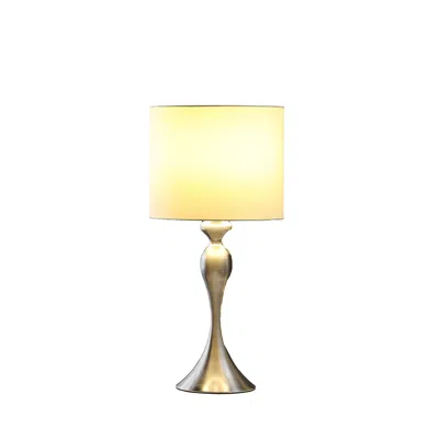 Homezia 25" Silver Metal Table Lamp With Off White Drum Shade In Burgundy