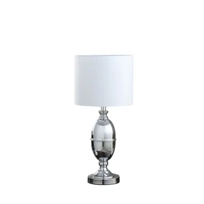 Homezia 25" Silver Metal Urn Table Lamp With White Drum Shade In Blue
