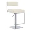Homezia 25" White And Silver Faux Leather And Iron Swivel Low Back Adjustable Height Bar Chair