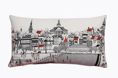 Homezia 25" White Annapolis Daylight Skyline Lumbar Decorative Pillow In Multi