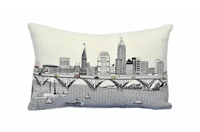 Homezia 25" White Cleveland Daylight Skyline Lumbar Decorative Pillow