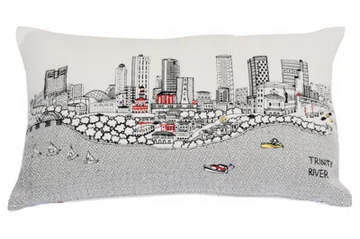 Homezia 25" White Fort Worth Daylight Skyline Lumbar Decorative Pillow