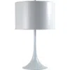 Homezia 25" White Metal Table Lamp With White Classic Drum Shade