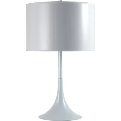 Homezia 25" White Metal Table Lamp With White Classic Drum Shade