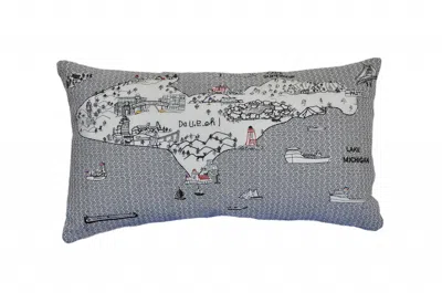 Homezia 25" White Michigan Upper Peninsula Daylight Skyline Lumbar Decorative Pillow