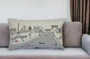 Homezia 25" White Paris Daylight Skyline Lumbar Decorative Pillow