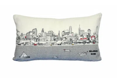 Homezia 25" White Philadelphia Daylight Skyline Lumbar Decorative Pillow