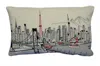 Homezia 25" White Tokyo Daylight Skyline Lumbar Decorative Pillow