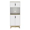 Homezia 25.59" X 15.75" X 67.17" Light Oak / White Particle Board Brussel Microwave Pantry Cabinet