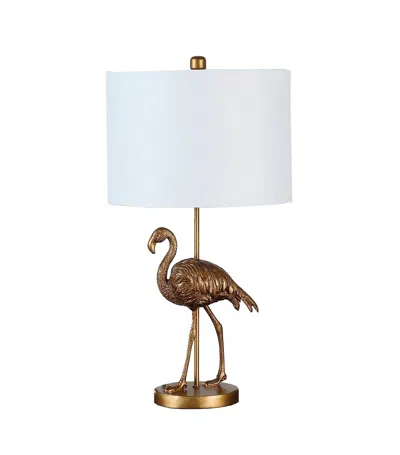 Homezia 26" Antiqued Gold Resin Flamingo Table Lamp