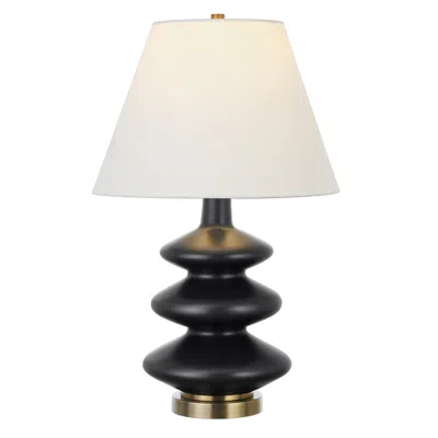 Homezia 26" Black And Gold Glass Table Lamp With White Empire Shade