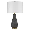 Homezia 26" Black And Gold Metal Column Table Lamp With White Drum Shade