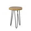 Homezia 26" Black And Natural Solid Wood Live Edge Round End Table