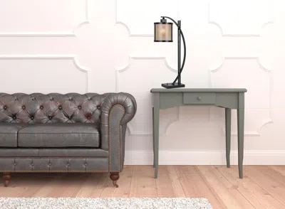 Homezia 26" Black Metal Lantern Table Lamp With White Drum Shade In Brown