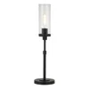 Homezia 26" Black Metal Table Lamp With Clear Seeded Cylinder Shade