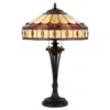 Homezia 26" Black Metal Two Light Candlestick Table Lamp With Ivory And Red Dome Shade