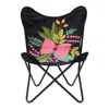 Homezia 26" Black With Tropical Flowers Butterfly Chair