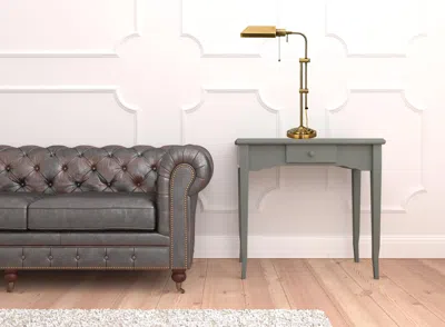 Homezia 26" Bronze Metal Adjustable Table Lamp With Antiqued Brass Rectangular Shade In Gray