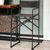 Homezia 26" Brown And Black Leather And Metal Bar Chair