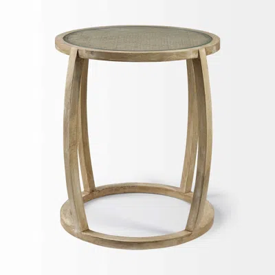 Homezia 26" Brown And Clear Glass Round End Table