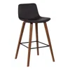Homezia 26" Brown Faux Leather And Solid Wood Low Back Counter Height Bar Chair
