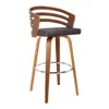 Homezia 26" Brown Iron Swivel Low Back Counter Height Bar Chair