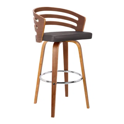 Homezia 26" Brown Iron Swivel Low Back Counter Height Bar Chair