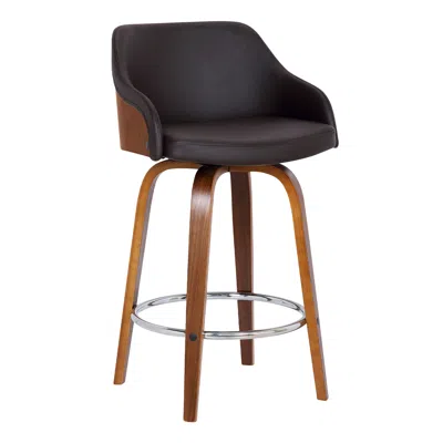 Homezia 26" Brown Iron Swivel Low Back Counter Height Bar Chair