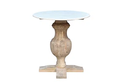 Homezia 26" Brown Marble Round End Table