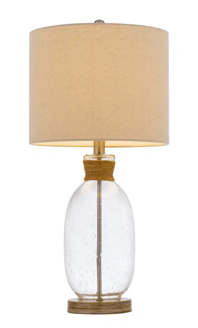 Homezia 26" Brown Mason Jar Table Lamp With Brown Drum Shade In Black
