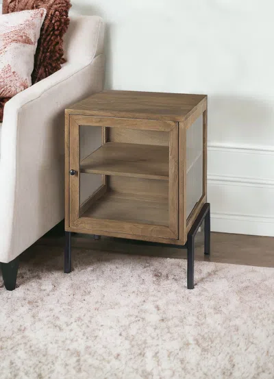 Homezia 26" Brown Solid Wood Square End Table