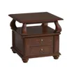 Homezia 26" Brown Solid Wood Square End Table With Two Drawers And Shelf