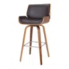 Homezia 26" Brown Solid Wood Swivel Low Back Counter Height Bar Chair