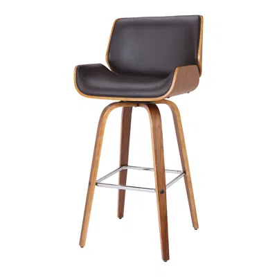 Homezia 26" Brown Solid Wood Swivel Low Back Counter Height Bar Chair