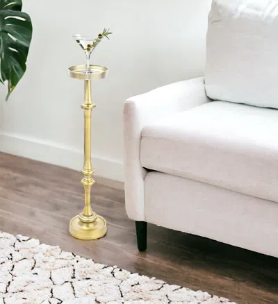 Homezia 26" Brushed Gold Drink Size Round End Table