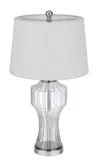 Homezia 26" Clear Glass Table Lamp With White Empire Shade