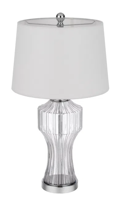Homezia 26" Clear Glass Table Lamp With White Empire Shade In Transparent